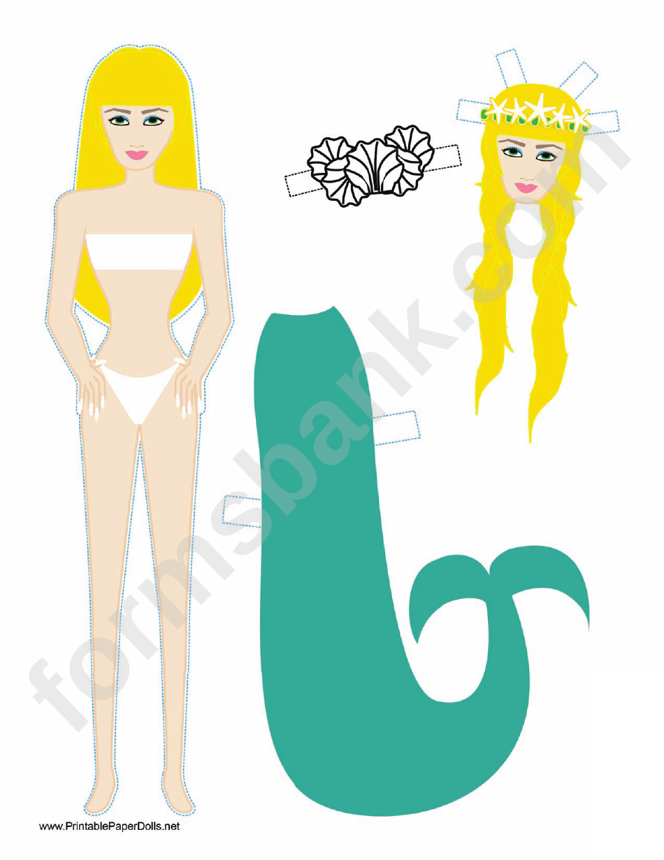 Mermaid Queen Paper Doll Template