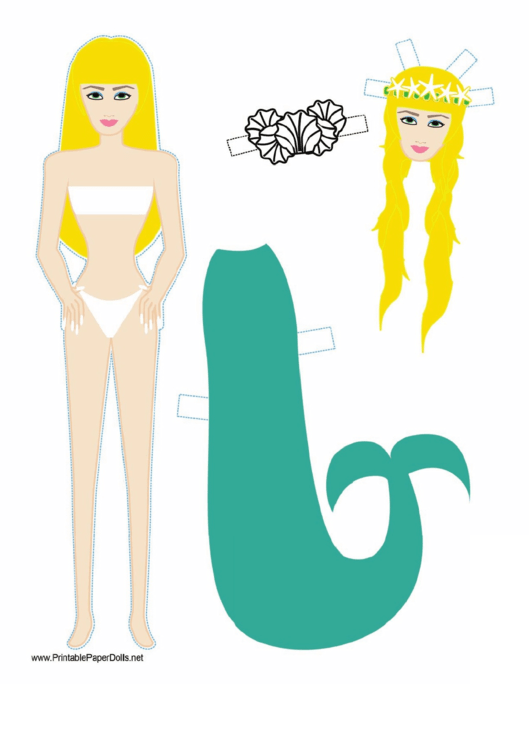 Mermaid Queen Paper Doll Template Printable pdf