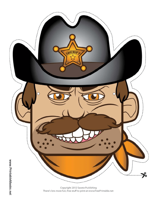 Fillable Sheriff Male Mask Template Printable pdf