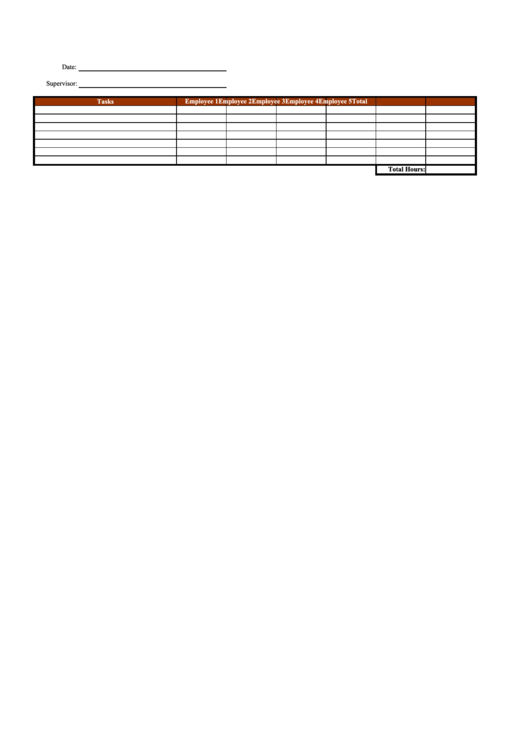 Multiple People Project Time Sheet Printable pdf