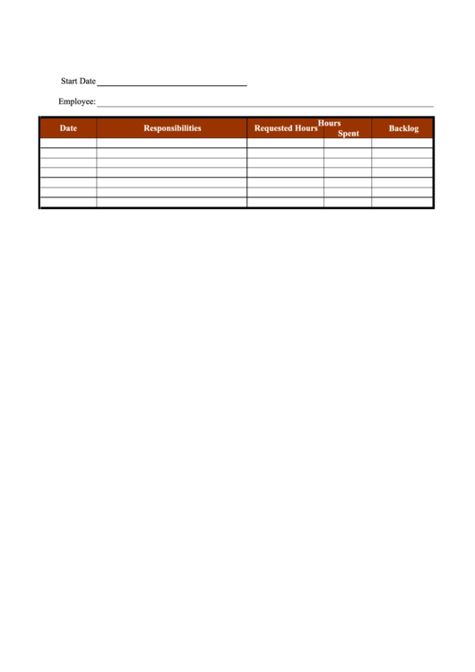 Weekly Performance Time Sheet Printable pdf
