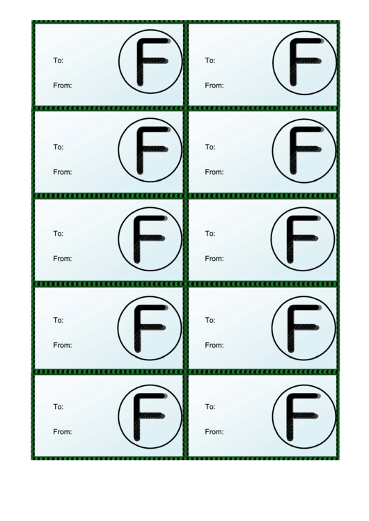 Monogram F Gift Tag Template Printable pdf