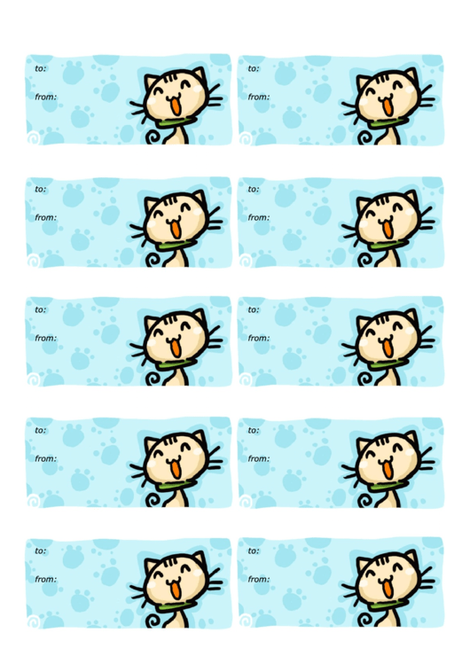 Gift Tag Template - Happy Cat Printable pdf