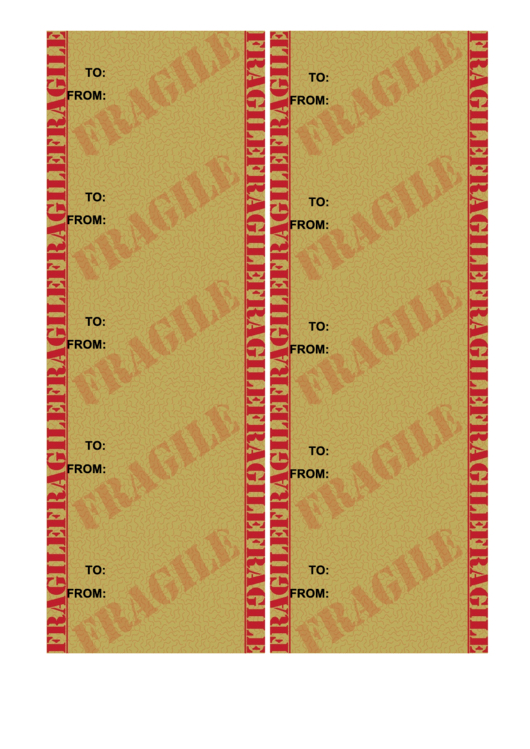 Gift Tag Template - Fragile Printable pdf