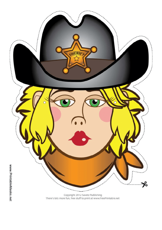 Blond Sheriff Mask Template Printable pdf