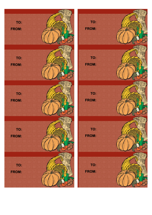 Seasonal Cornucopia Gift Tag Template Printable pdf