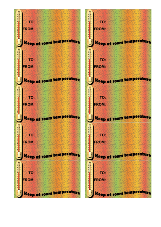 Gift Tag Template - Keep At Room Temperature Printable pdf