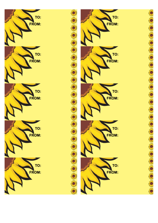 Country Sunflower Gift Tag Template Printable pdf