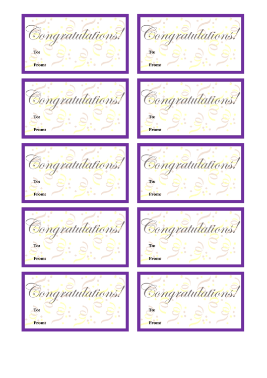 Congratulations Gift Tag Template Printable pdf