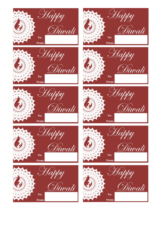 Happy Diwali Gift Tag Template Printable pdf