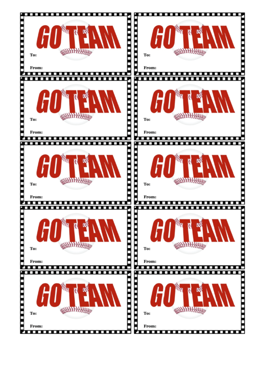 Baseball Gift Tag Template - Go Team Printable pdf