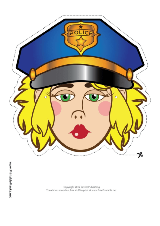 Police Woman Mask Template Printable pdf