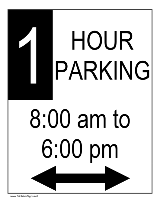 1 Hour Parking Printable pdf