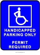 Traffic Handicapped Parking With Permit