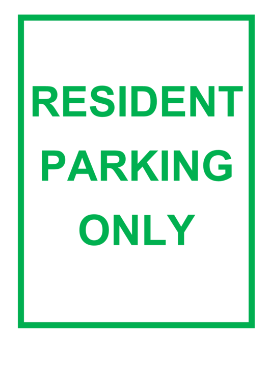 Resident Parking Only Sign Printable pdf
