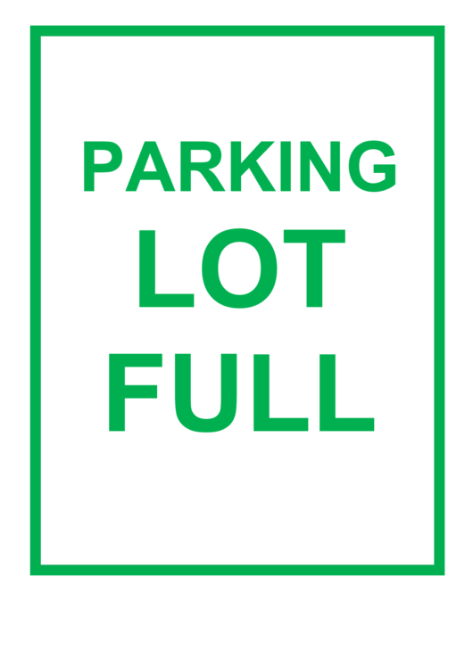 Parking Lot Full Sign Printable pdf