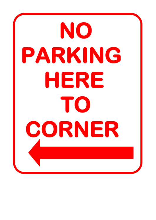 Traffic No Parking Here To Corner Left Printable pdf