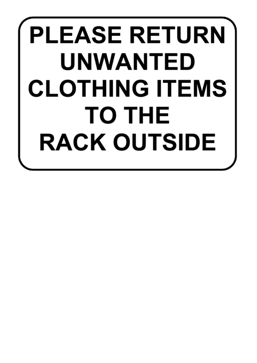 Clothing Return Sign Printable pdf