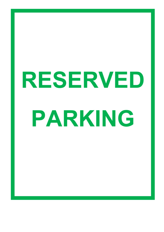 Reserved Parking Green Sign Printable pdf