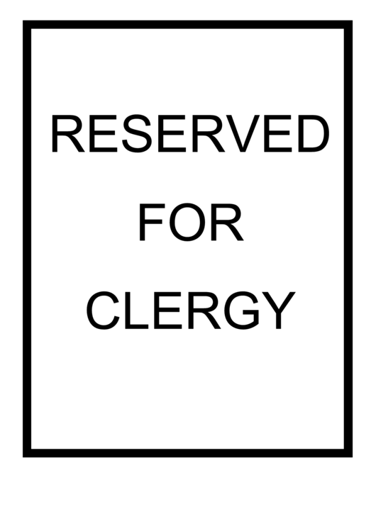 Reserved For Clergy Sign Printable pdf