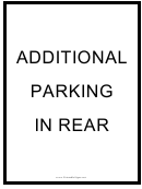 Additional Parking In Rear Sign