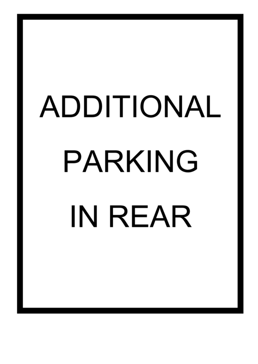 Additional Parking In Rear Sign Printable pdf