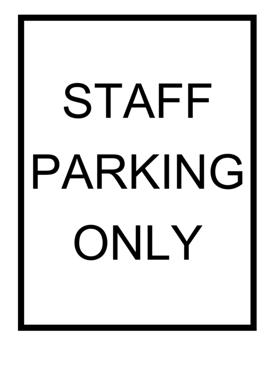Staff Parking Only Black Sign Printable pdf