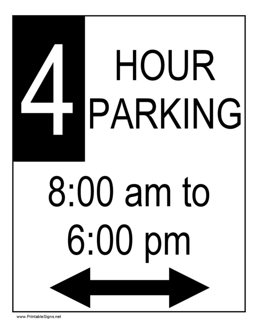 4 Hour Parking Printable pdf