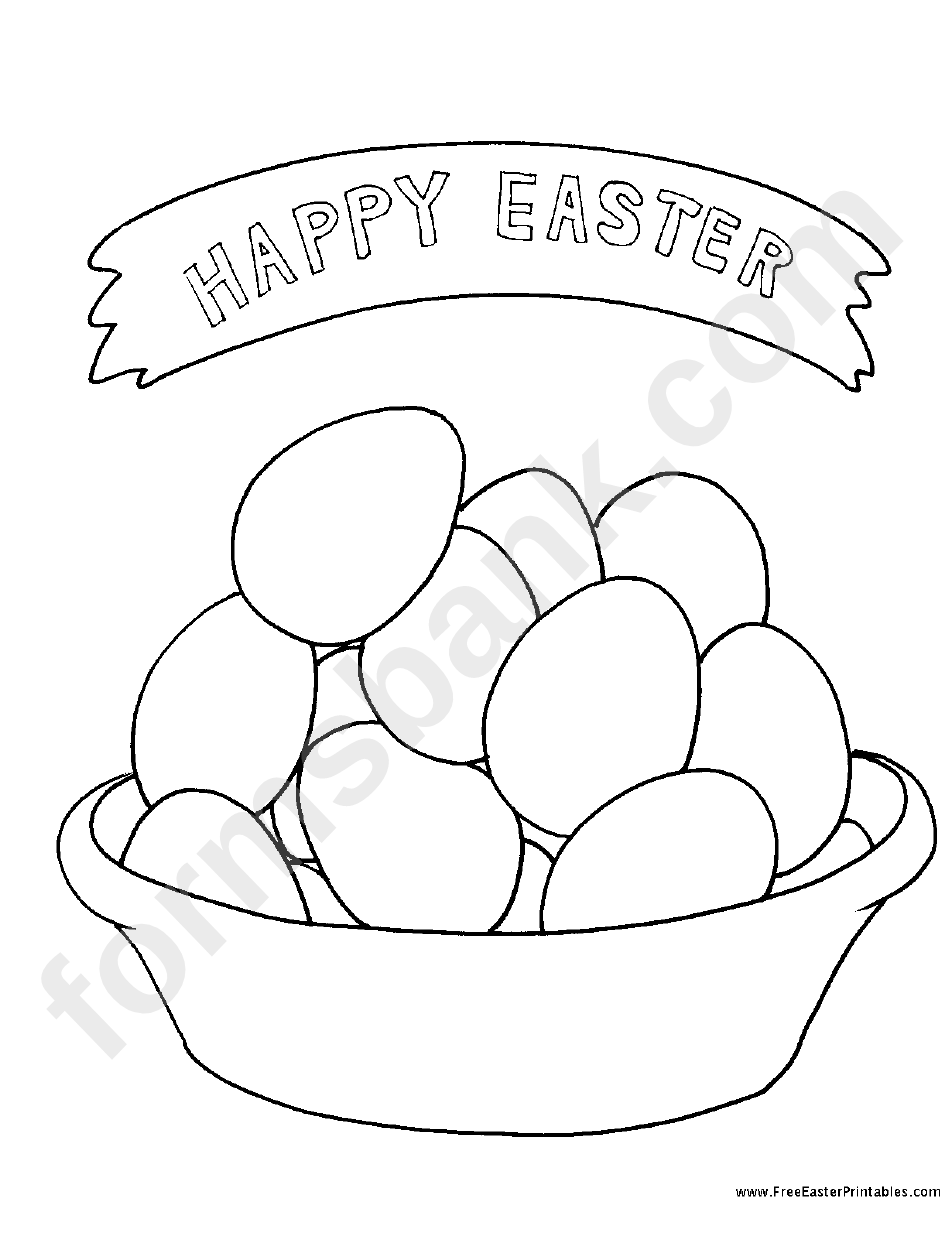 Bowl Of Eggs Easter Coloring Page
