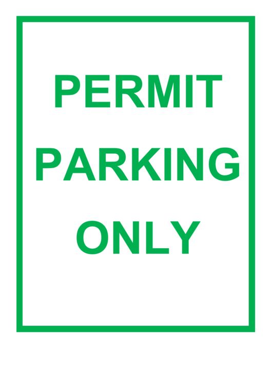 Permit Parking Only Sign Printable pdf