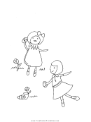 Girls With Eggs Holiday Coloring Sheets