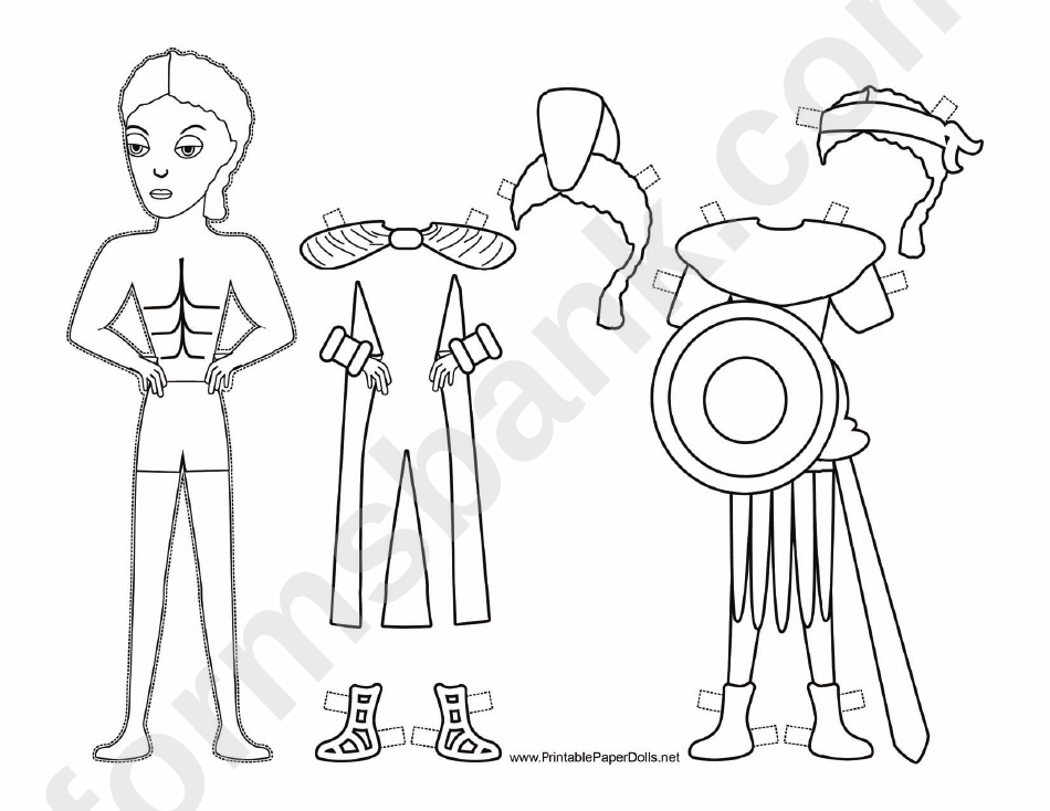 Knight Paper Doll Coloring Pages