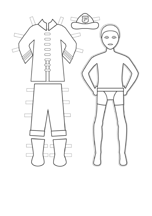 Fireman Paper Doll Coloring Pages Printable pdf