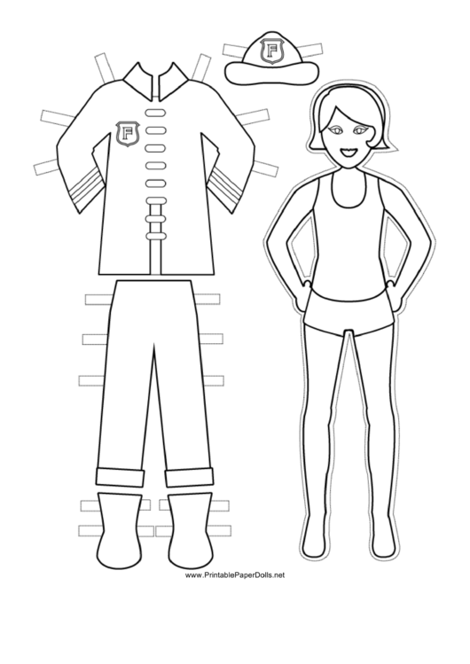 Firewoman Paper Doll Coloring Pages Printable pdf