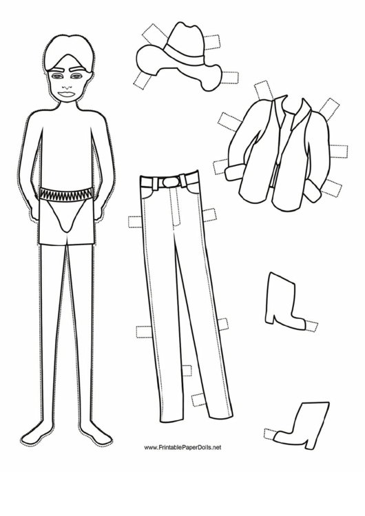 Cowboy Paper Doll Coloring Pages Printable pdf