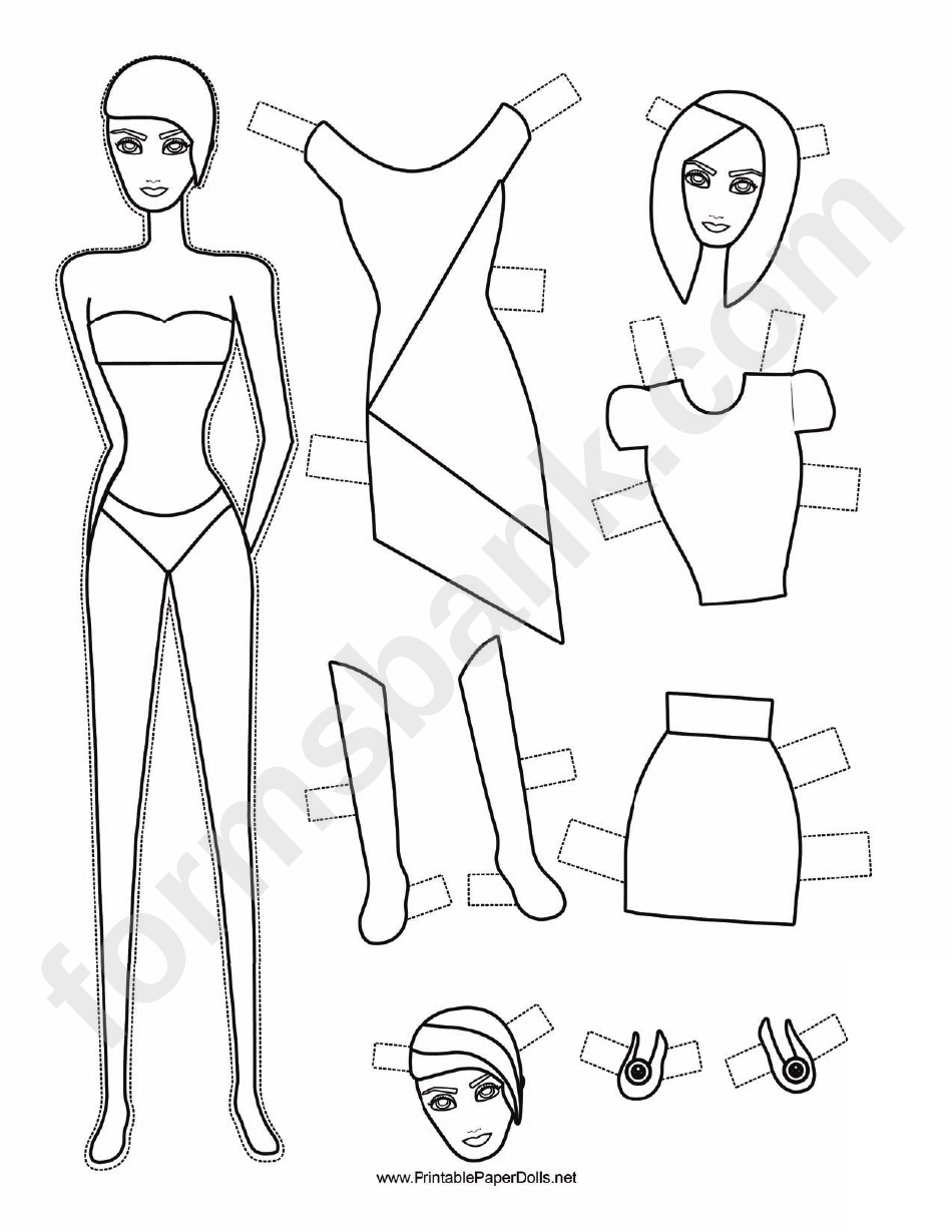 Party Asymmetric Dress Paper Doll Coloring Pages