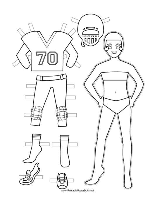 American Football Paper Doll Coloring Pages Printable pdf