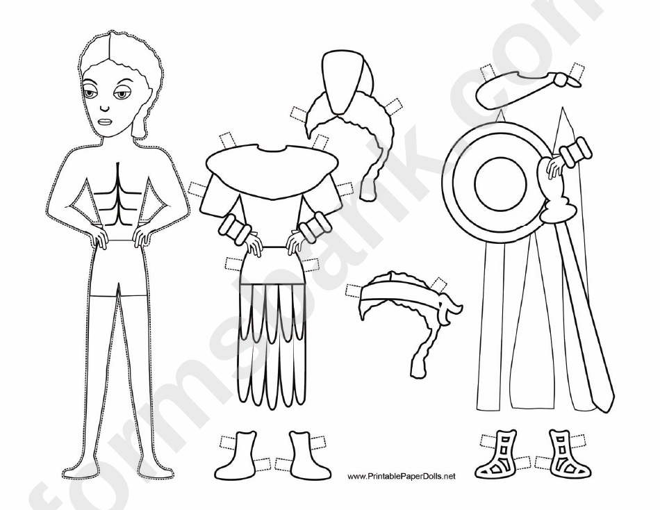 Roman Paper Doll Coloring Pages