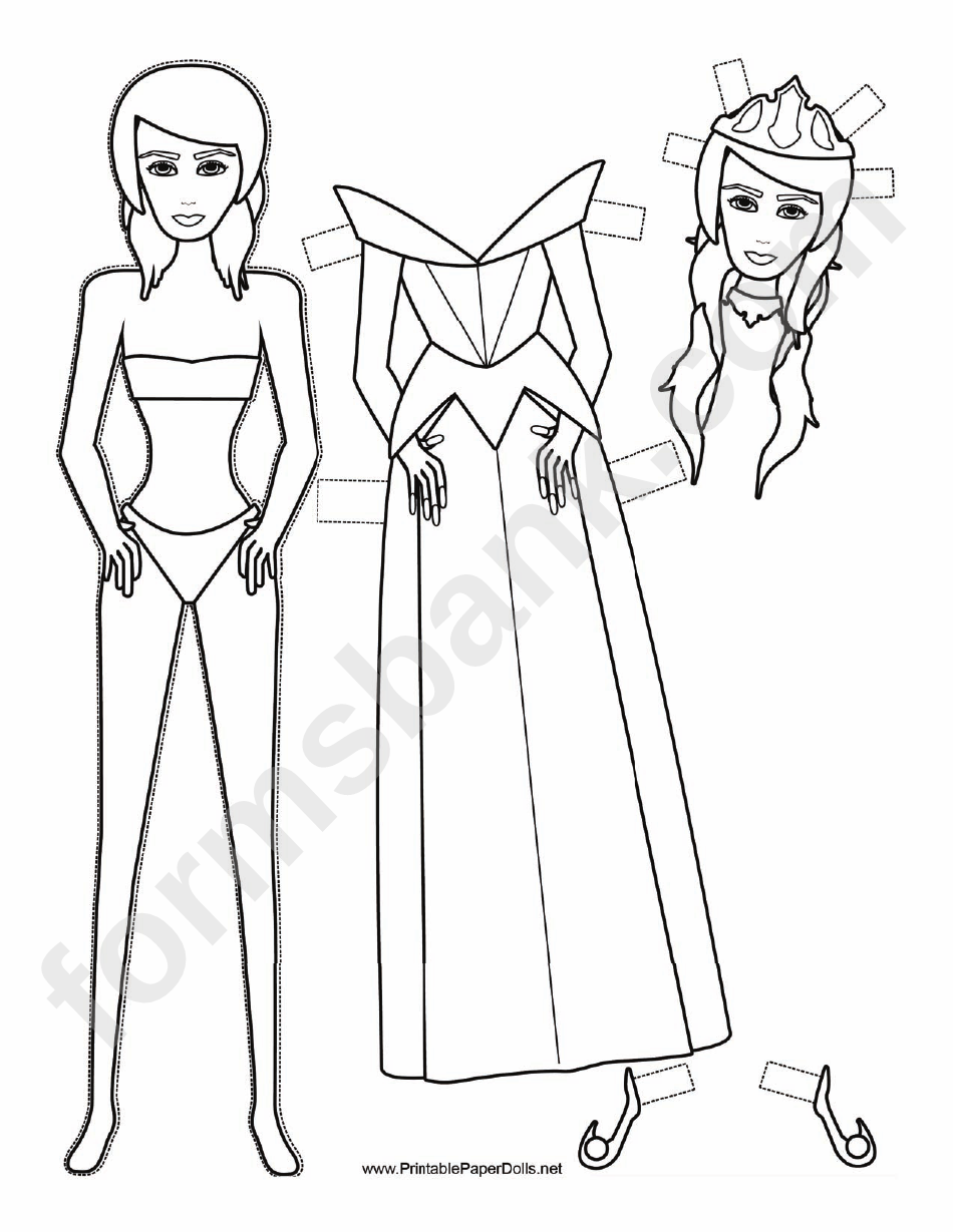 Queen Paper Doll Coloring Pages