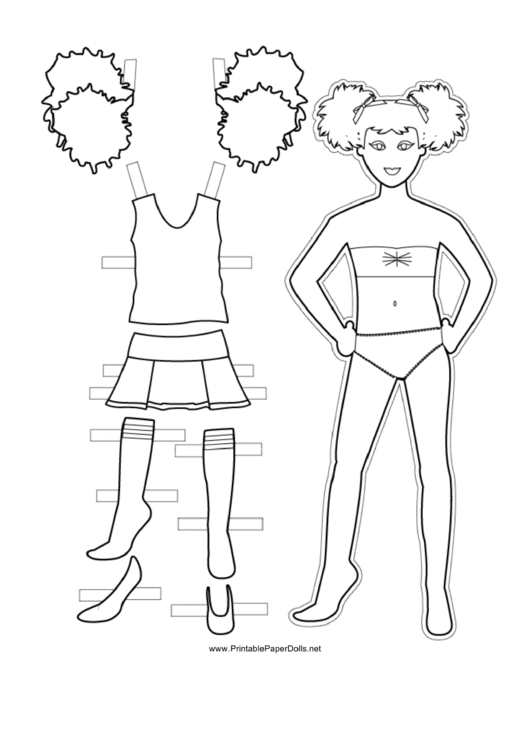 Cheerleader Paper Doll Coloring Pages Printable pdf