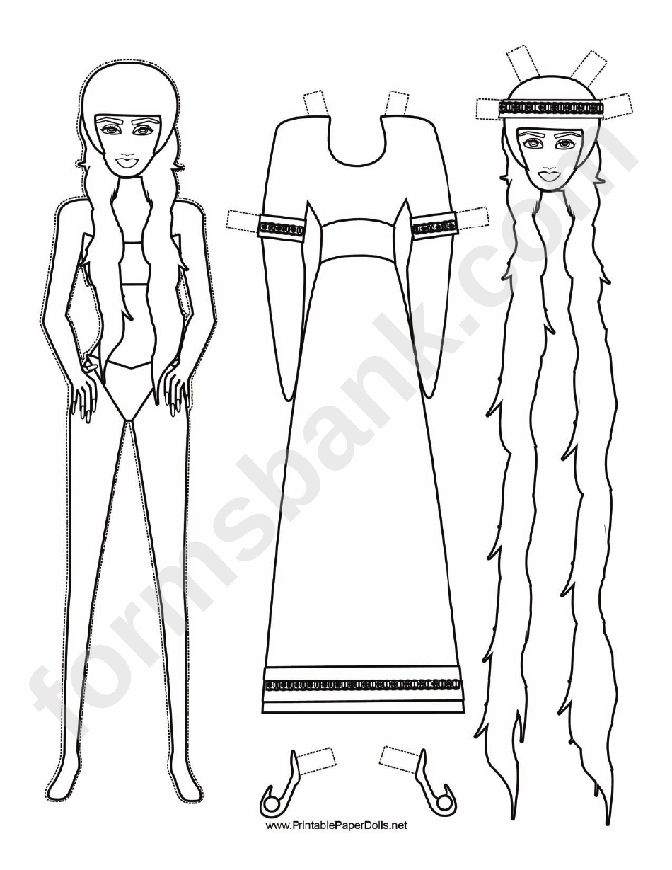 Long Hair Paper Doll Coloring Pages