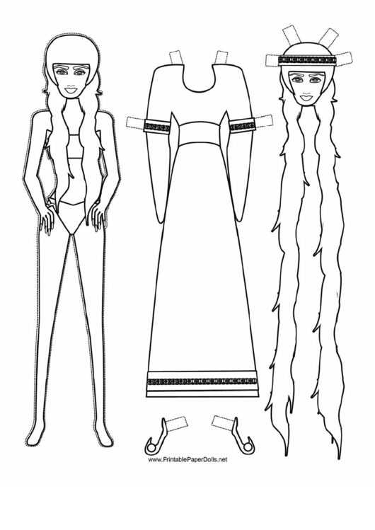 Long Hair Paper Doll Coloring Pages Printable pdf
