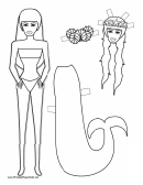Another Mermaid Paper Doll Coloring Pages