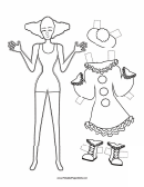 Clown Paper Doll Coloring Pages