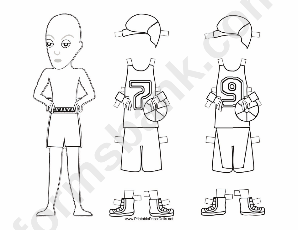 Basketball Paper Doll Coloring Pages
