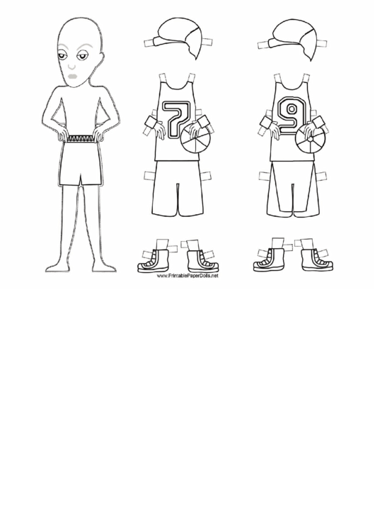 Basketball Paper Doll Coloring Pages Printable pdf