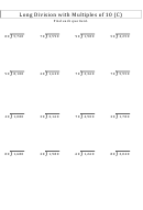 Long Division With Multiples Of 10 (C) Math Worksheet With Answers Printable pdf