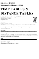 Edexcel Gcse Mathematics (linear) - Time Tables & Distance Tables Math Worksheet