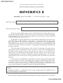 Regents High School Examination - Mathematics B Worksheet - The University Of The State Of New York, 2004 Printable pdf
