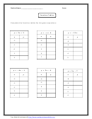 Function Tables Equation Worksheet With Answers